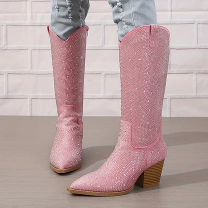 Glitzernde Damenstiefel Western Look - IdealeKleiden