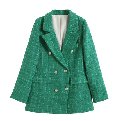Stylische Doppelreiher Jacke Textil-Look