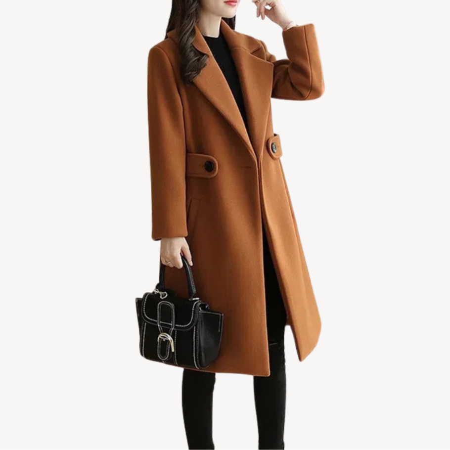 Damen Wolltrenchcoat Elegant Lang