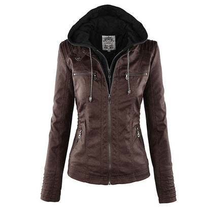 Herbst Lederjacke Stilvoll Schwarz