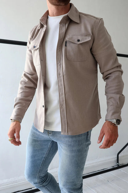 Herren Langarm Hemd mit Brusttasche