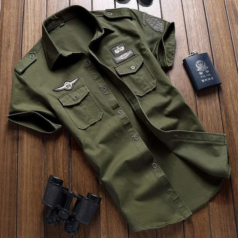 Herren Hemd Kurzarm Cargo Stil