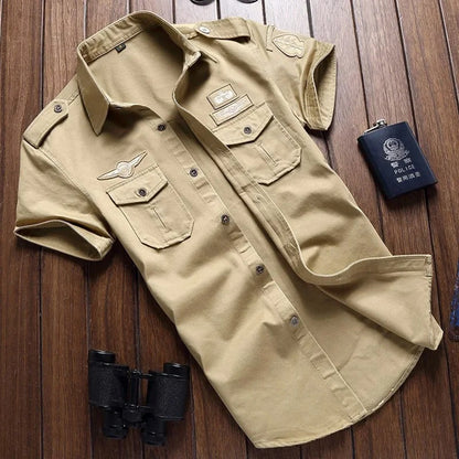 Herren Hemd Kurzarm Cargo Stil - IdealeKleiden