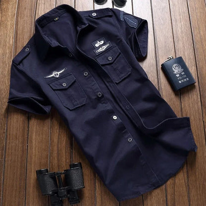 Herren Hemd Kurzarm Cargo Stil