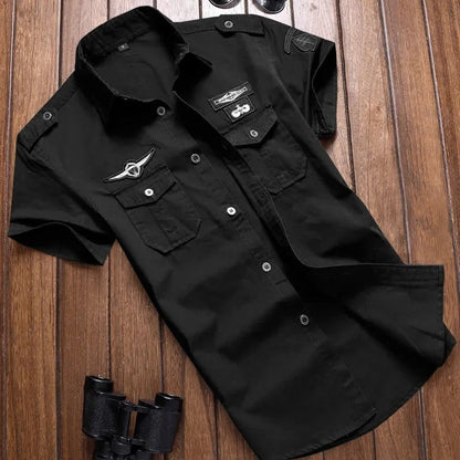 Herren Hemd Kurzarm Cargo Stil