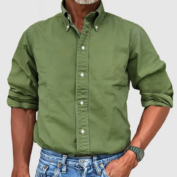 Herren Jeanshemd Langarm Mit Kragen Modern