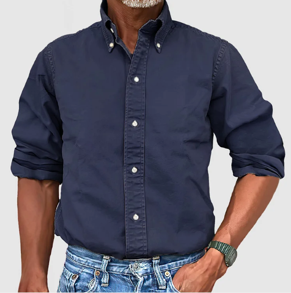 Herren Jeanshemd Langarm Mit Kragen Modern