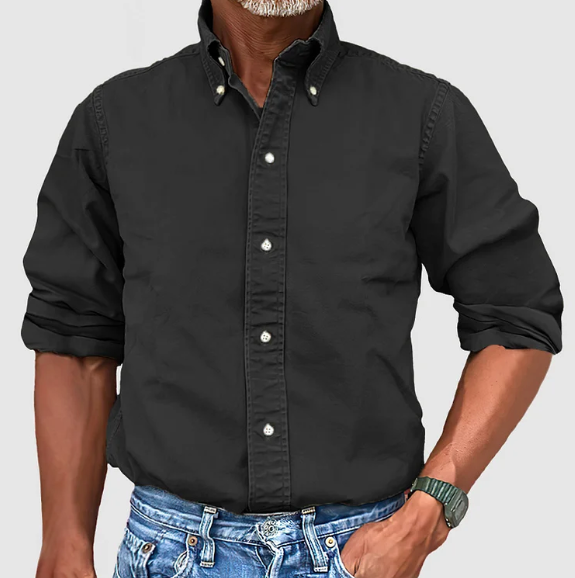 Herren Jeanshemd Langarm Mit Kragen Modern