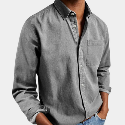 Herren Jeanshemd Langarm Classic Passform - IdealeKleiden