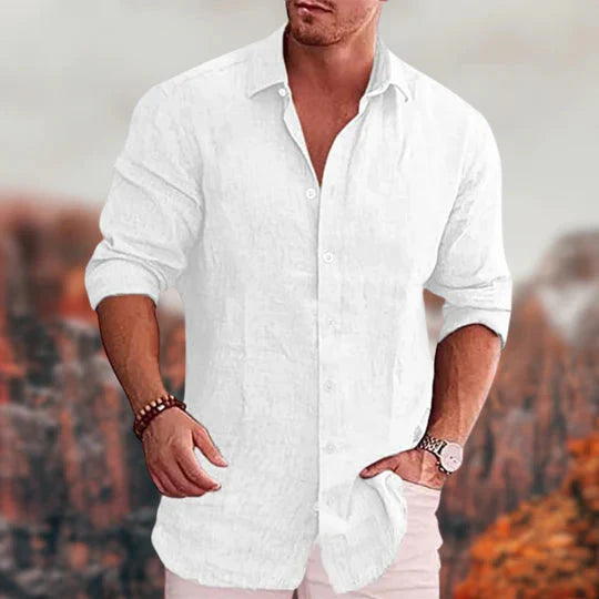 Herren Leinenhemd Langarm Elegantes Design