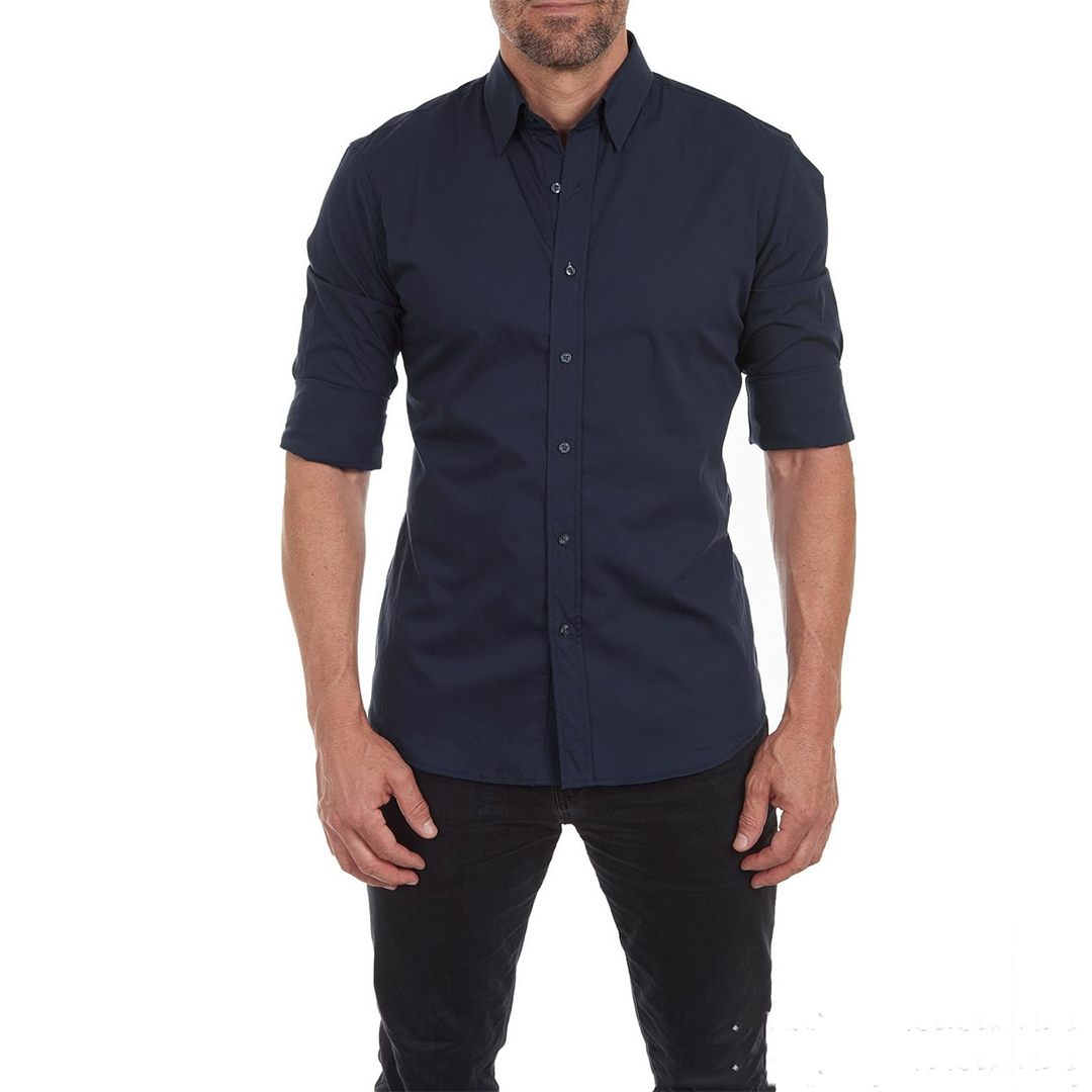Herren Langarm Hemd Bügelfrei Elegant