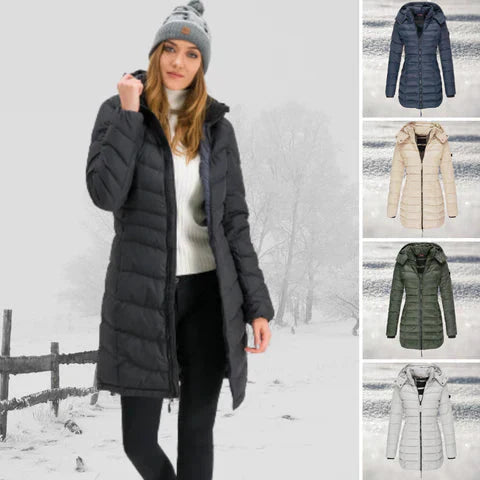 Lara - Warme Daunenjacke Lang Wintermantel - IdealeKleiden