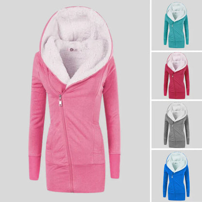 Kuschelcardigan Fleece Kapuze Damen - IdealeKleiden