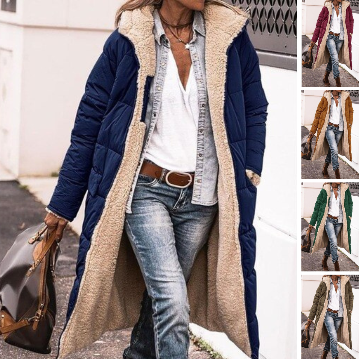 Frauen Mantel Fleece Kapuze Bequem - IdealeKleiden