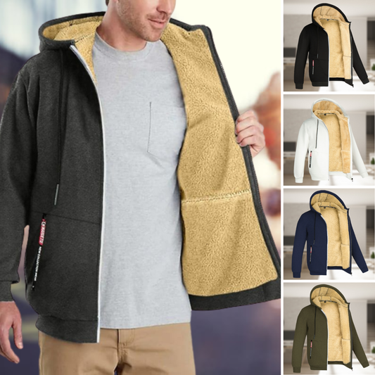 Herren Winterjacke Warm mit Kapuze Fleece - IdealeKleiden