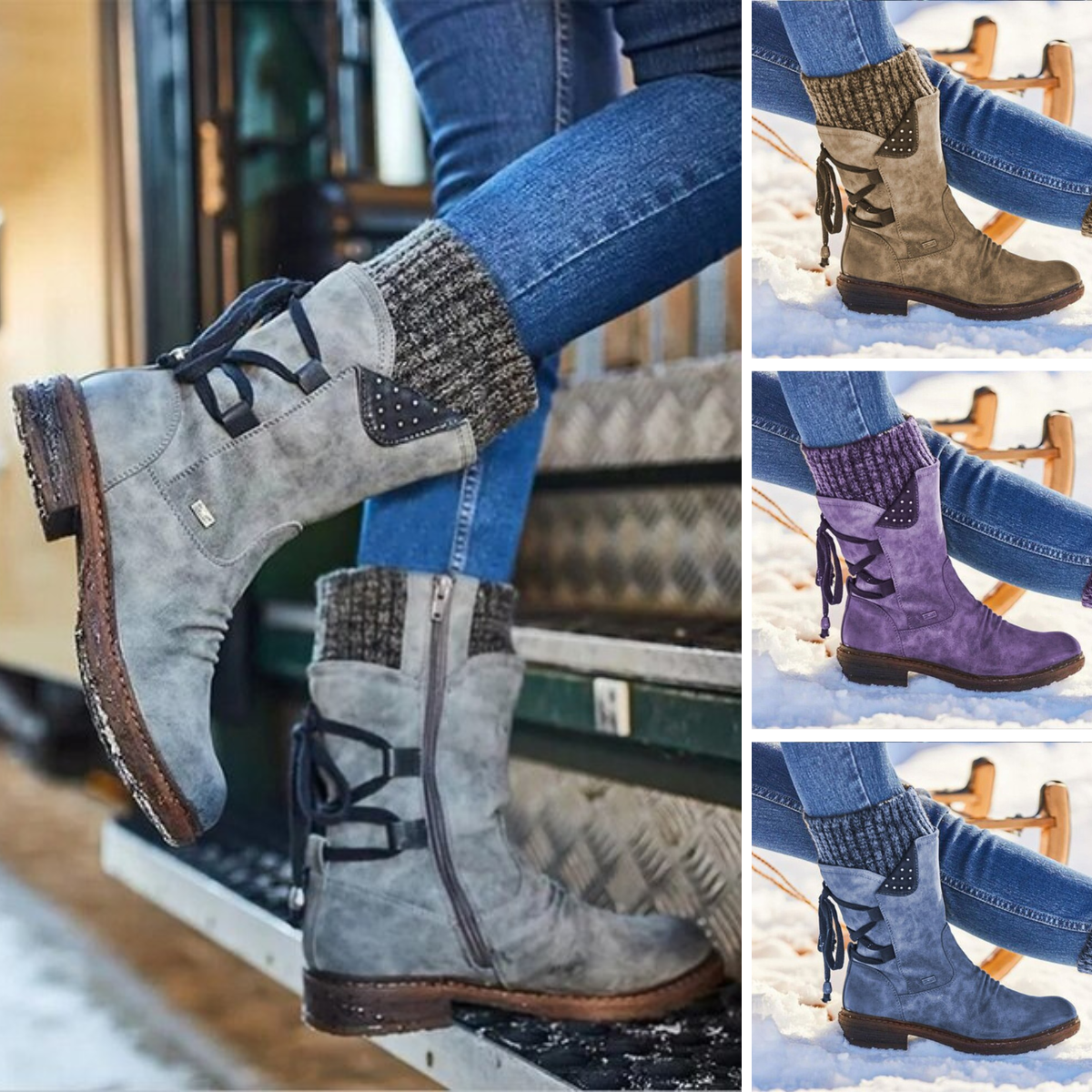 Elegante Wildleder Stiefel Damenschuhe - IdealeKleiden
