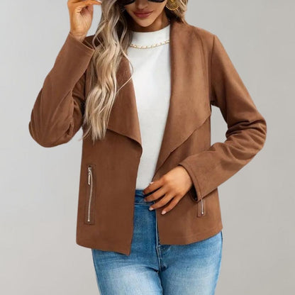 Herrenlose Wildlederjacke Herbst Chic Frauen