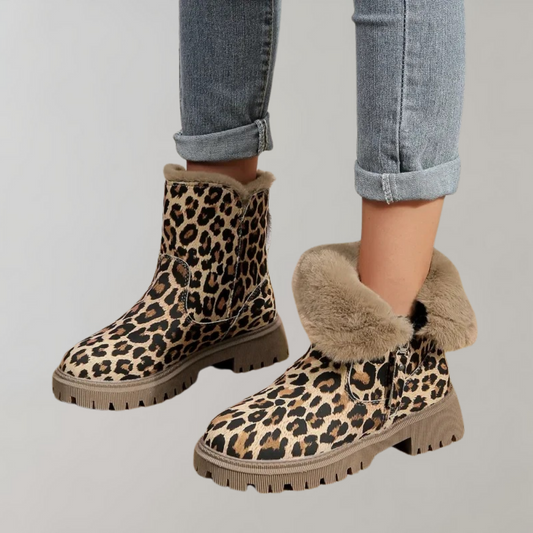 Stylische Stiefel Leopardenmuster Kniehoch - IdealeKleiden