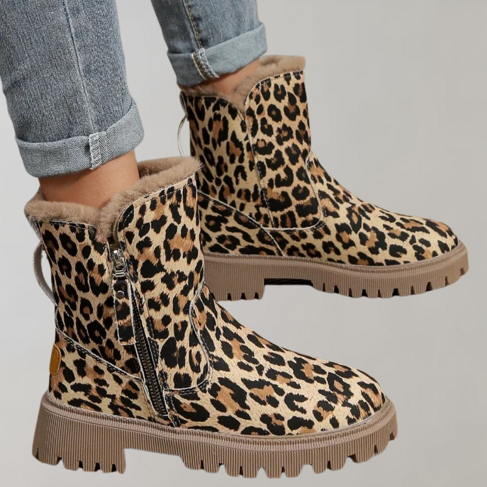 Stylische Stiefel Leopardenmuster Kniehoch