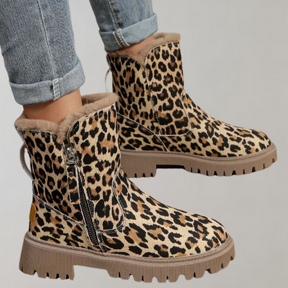 Stylische Stiefel Leopardenmuster Kniehoch