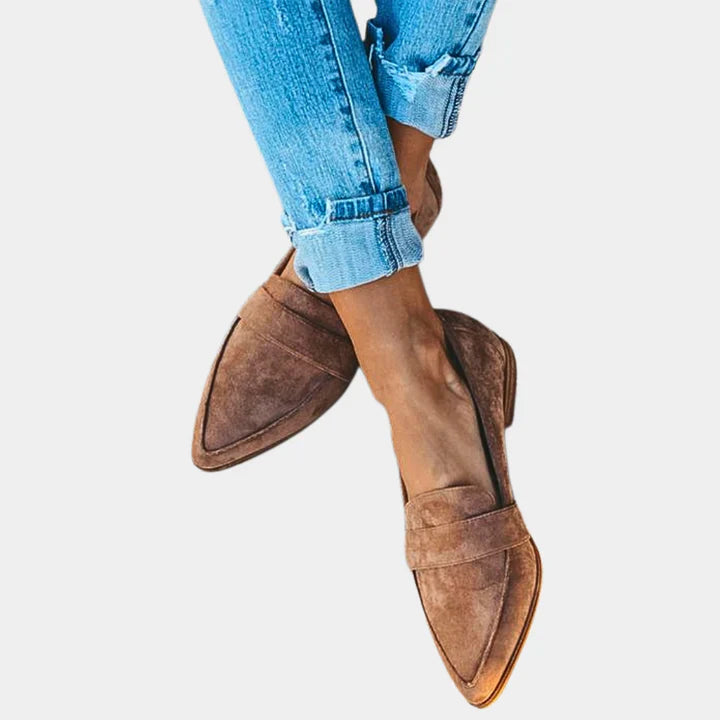 Damen Slipper Wildleder Braun