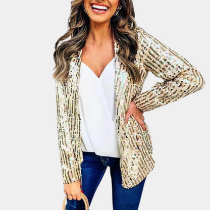 Glitzernder Blazer Damen Elegant Pailletten