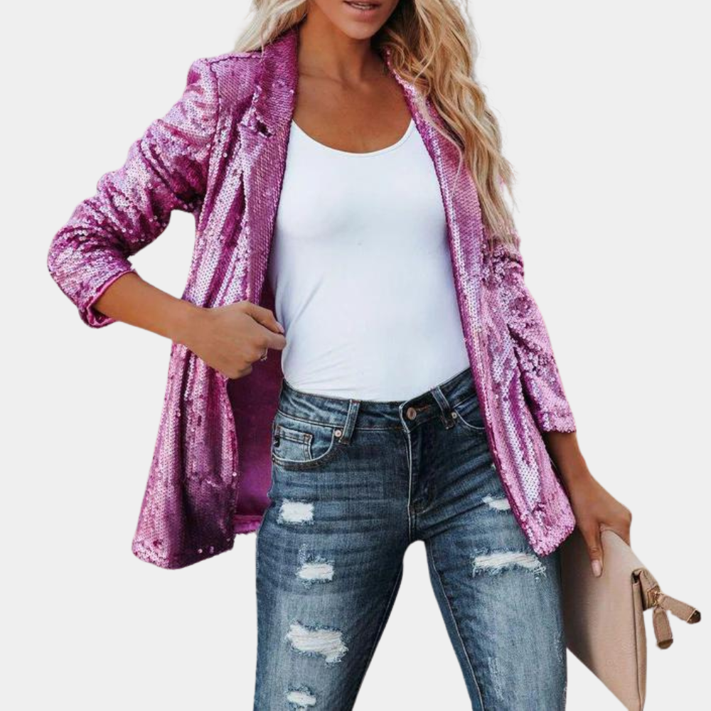 Glitzernder Blazer Damen Elegant Pailletten