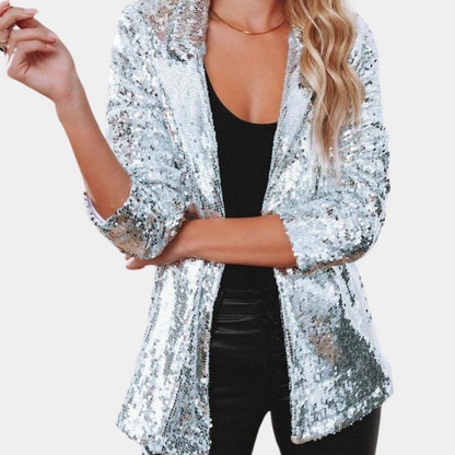 Glitzernder Blazer Damen Elegant Pailletten