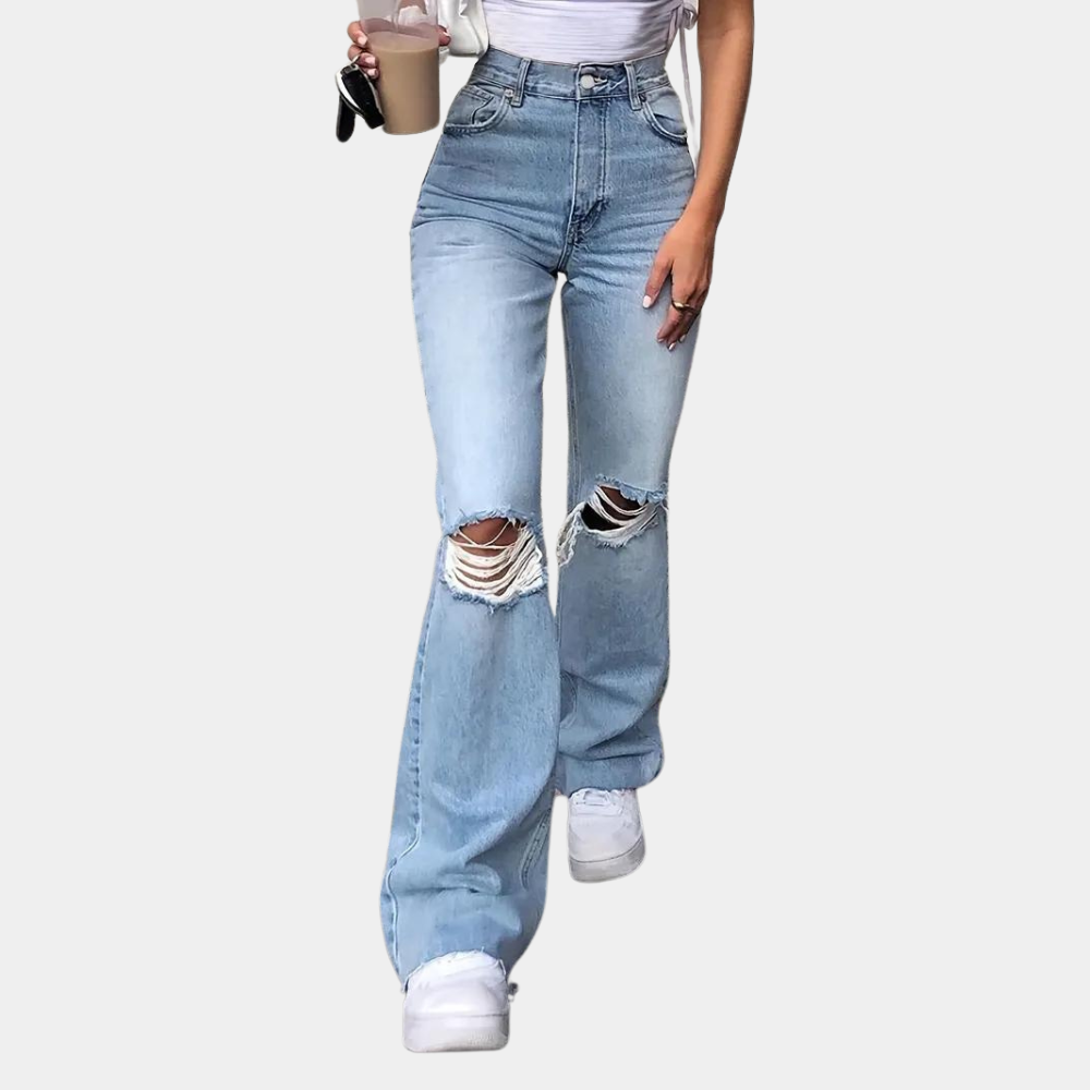 Elegante Damen-Hose Hochtailliert Rippen-Design - IdealeKleiden