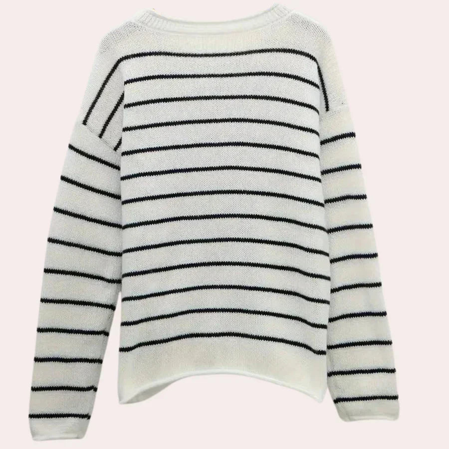 Stylisher Damenpullover Streifenmuster Soft Qualität - IdealeKleiden