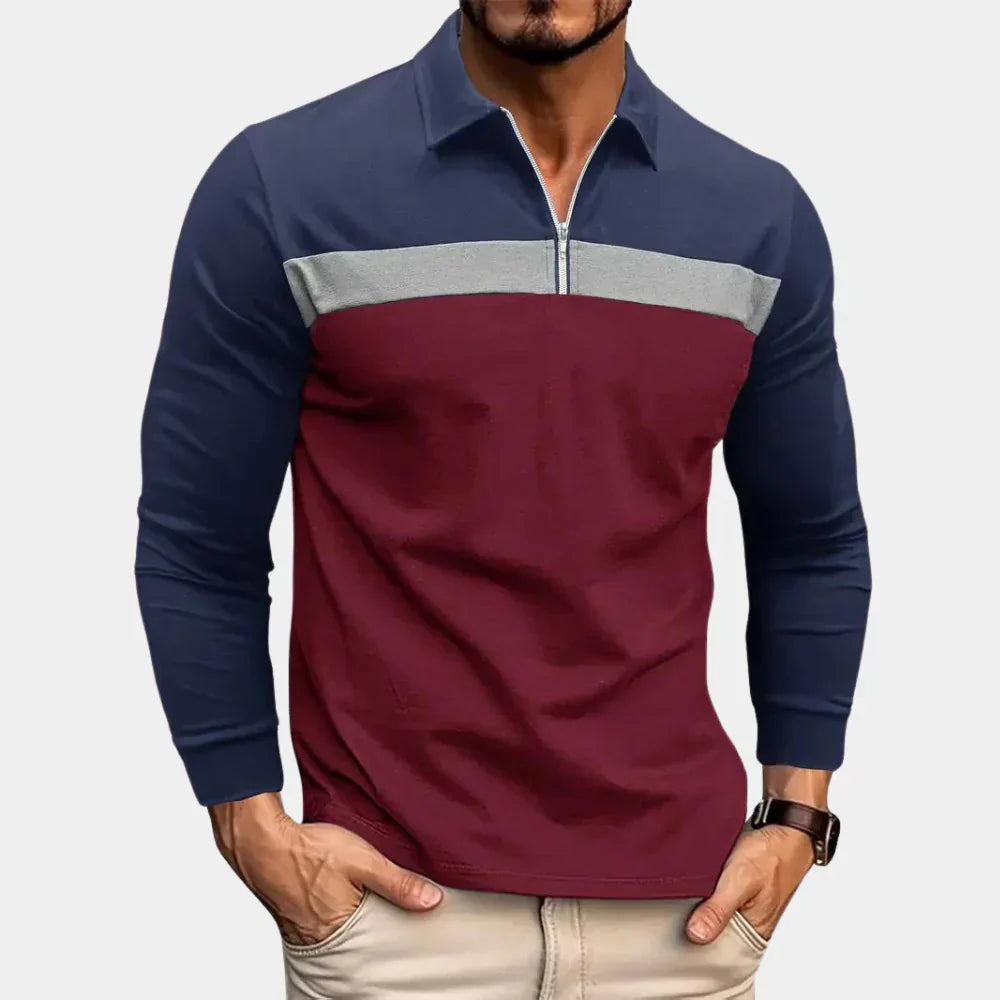 Herren Langarm Poloshirt Elegant Slimfit