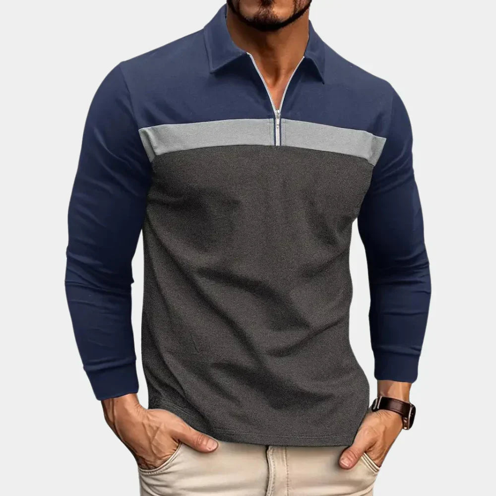 Herren Langarm Poloshirt Elegant Slimfit