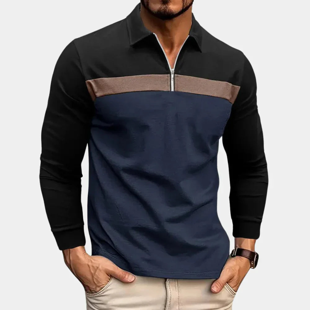 Herren Langarm Poloshirt Elegant Slimfit - IdealeKleiden
