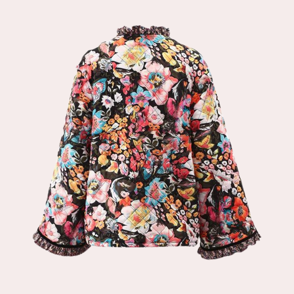 Herbstliche Damenjacke Blumenmuster - IdealeKleiden