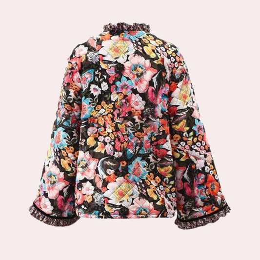 Herbstliche Damenjacke Blumenmuster - IdealeKleiden