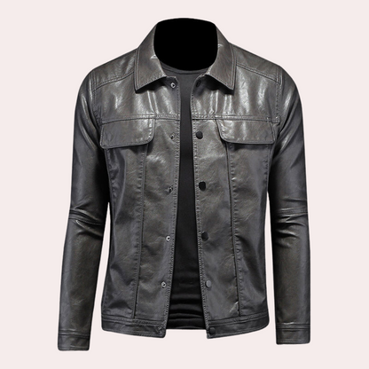 Modische Lederjacke Herren Biker Stil