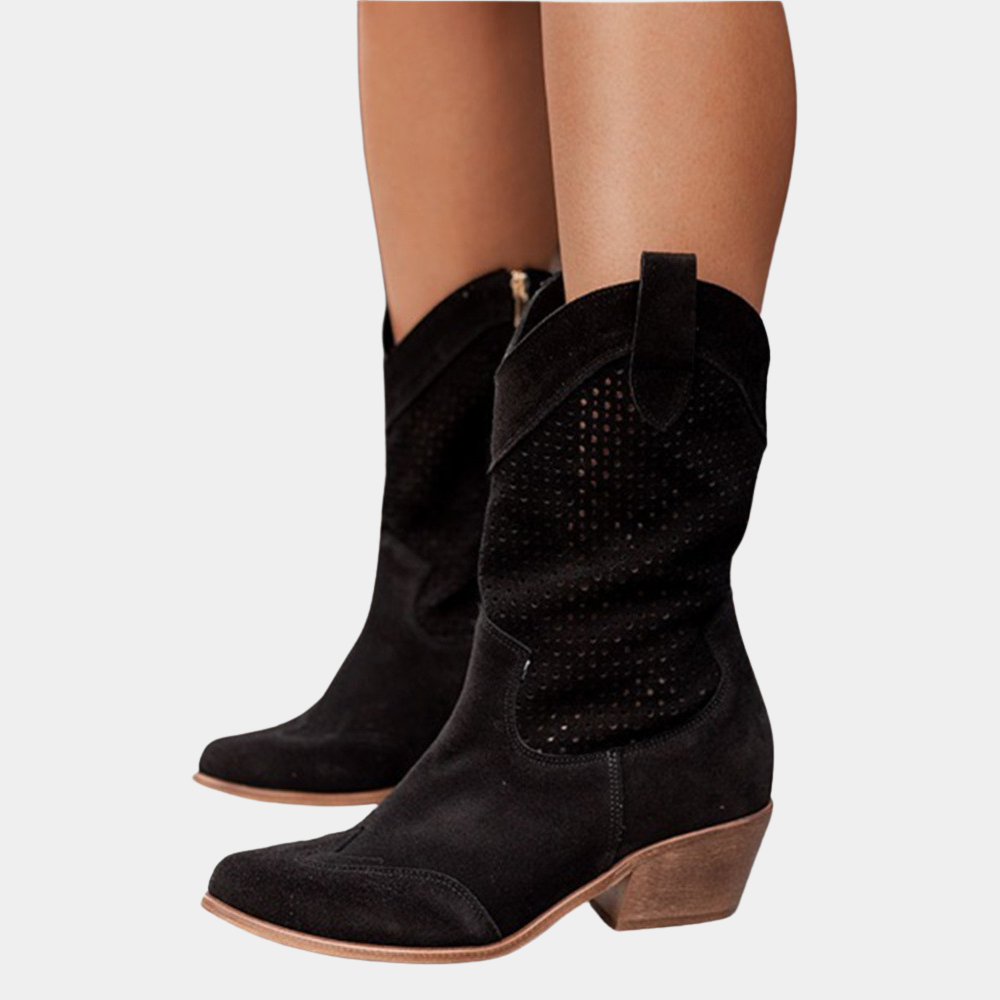 Western Stiefel Leder Braun Perforiert