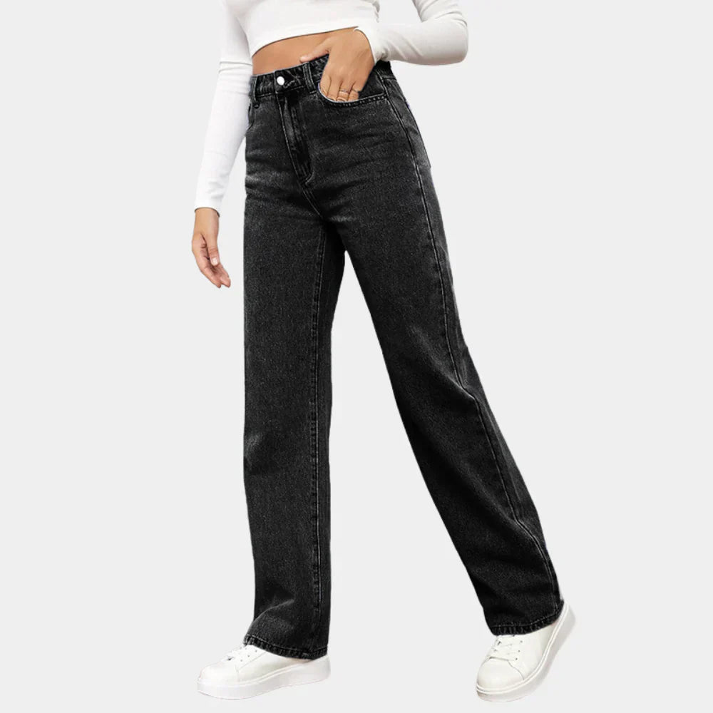 Hohe Taille Gerade Jeans Damen