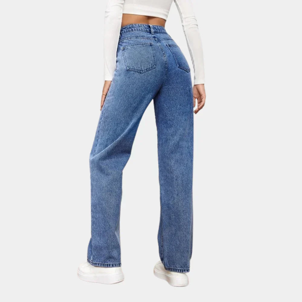 Hohe Taille Gerade Jeans Damen
