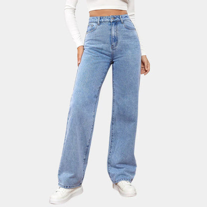 Hohe Taille Gerade Jeans Damen