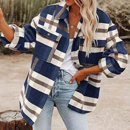 Stilvolle Damenjacke Kariert Warm Herbst