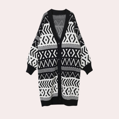 Stylischer Herbstmantel Geometrisches Design Damen