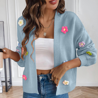 Stilvolle Damenjacke 3D Blumen Muster