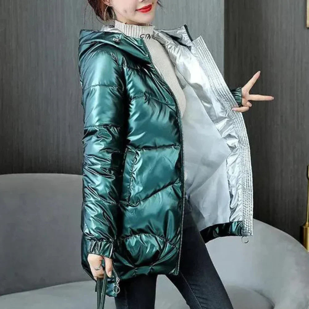 Damen Winterjacke Bequem Kapuze - IdealeKleiden