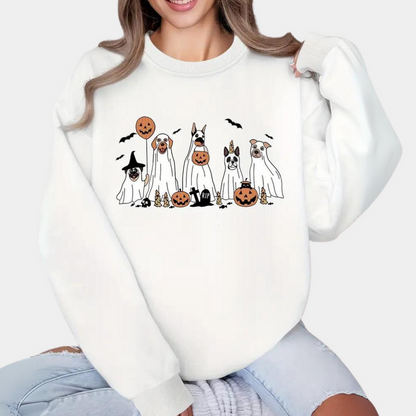 Halloween Pullover Damen Süßer Hundeaufdruck