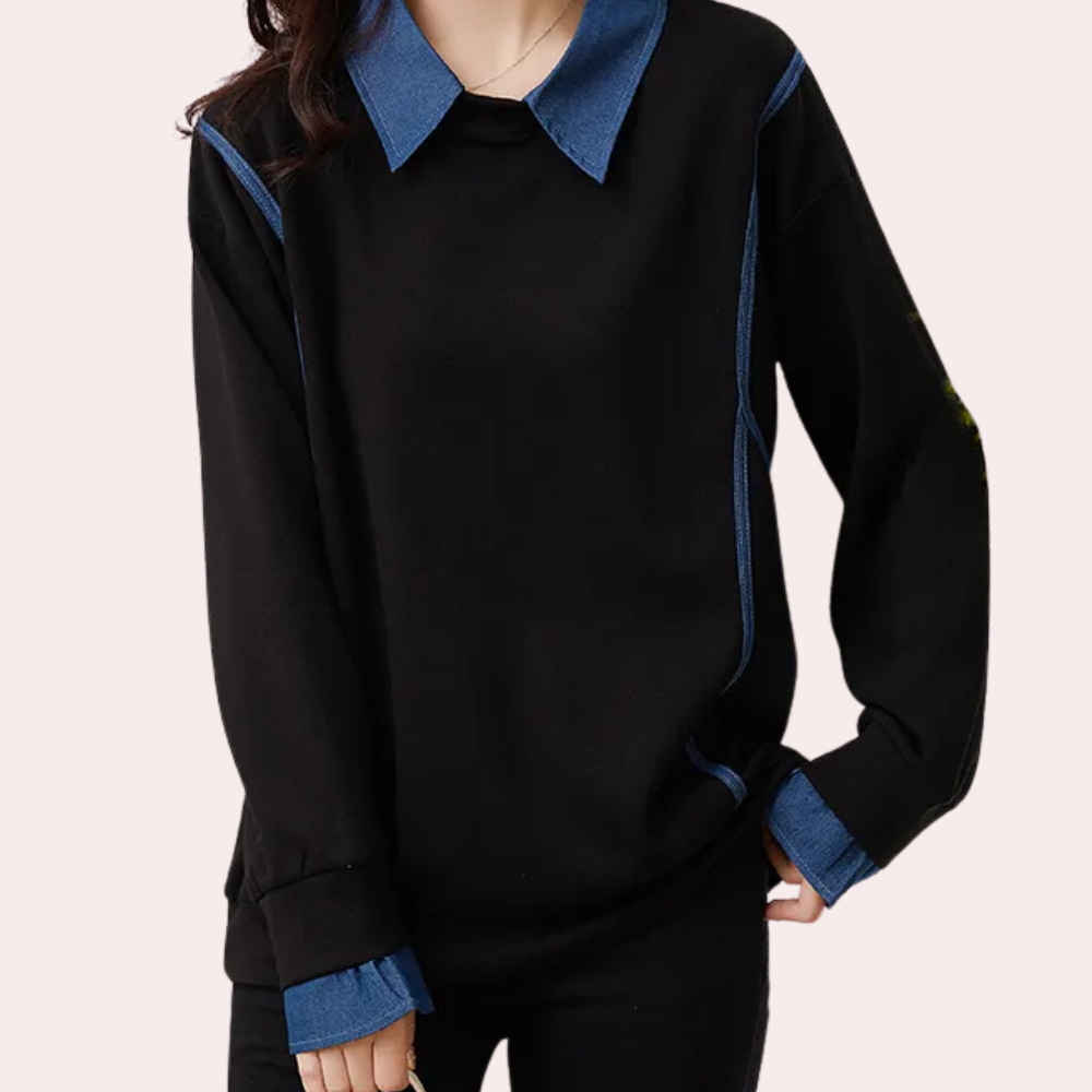 Damen Sweatshirt Elegantes Design Kragen