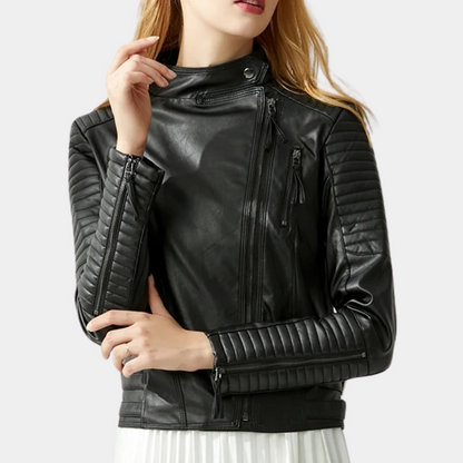 Elegante Frauen Motorradjacke Herbst Stil