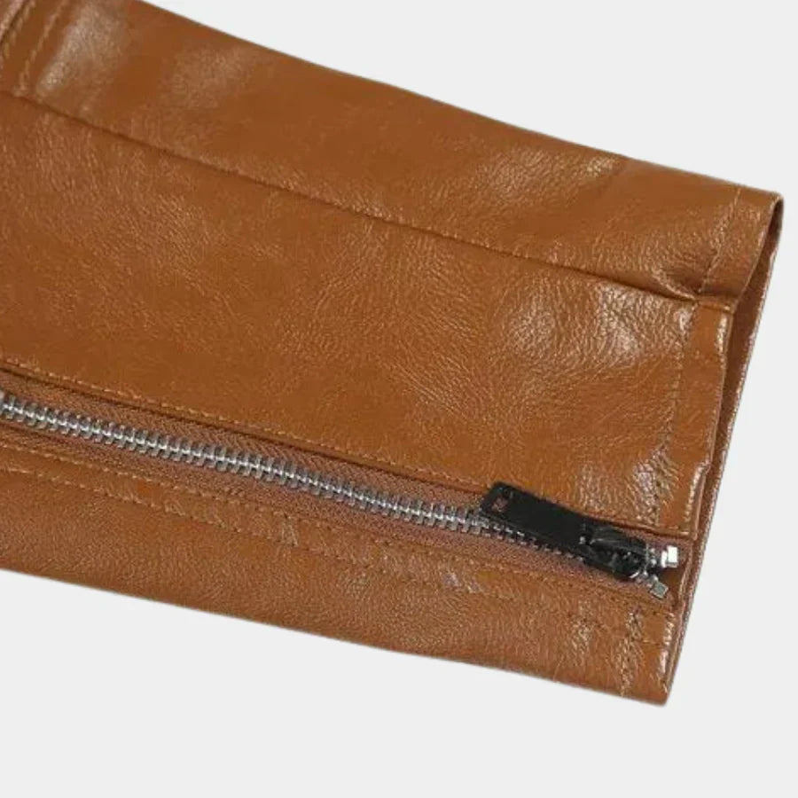 Leder-Bikerjacke Herren Modern Reißverschluss - IdealeKleiden
