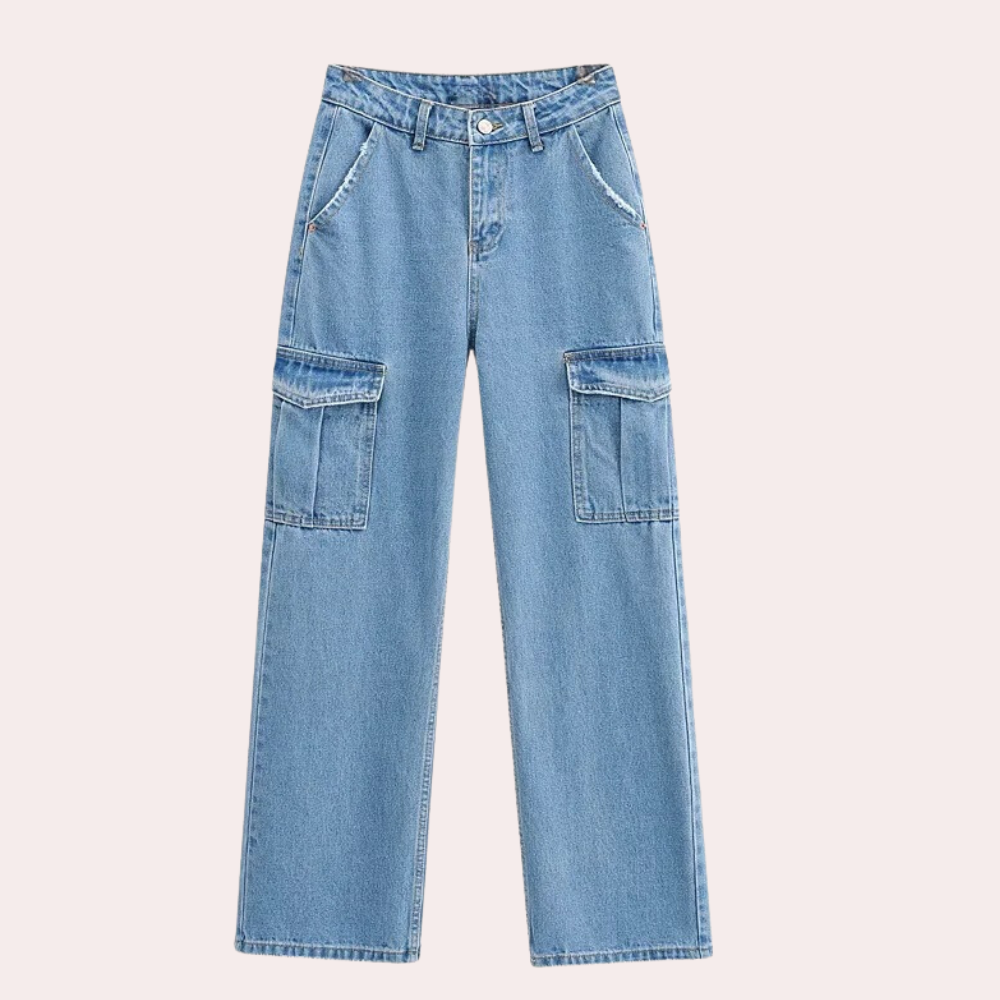 Modische Frauenhose Denim Cargo Stil - IdealeKleiden