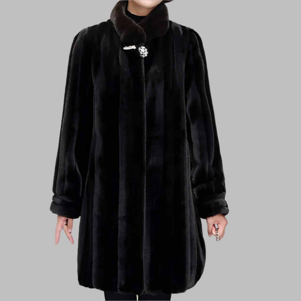 Winterkleid Damen Lang Stehkragen